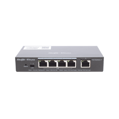 [RGES205GCP] Switch Administrable PoE con 5 puertos Gigabit, 4 PoE 802.3af/at, gestión gratuita desde la nube, 54w